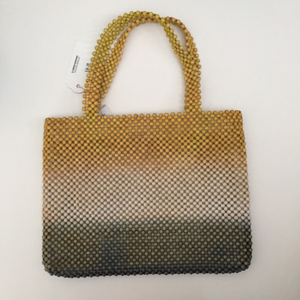 NWT beaded ombré handbag bag purse yellow gray